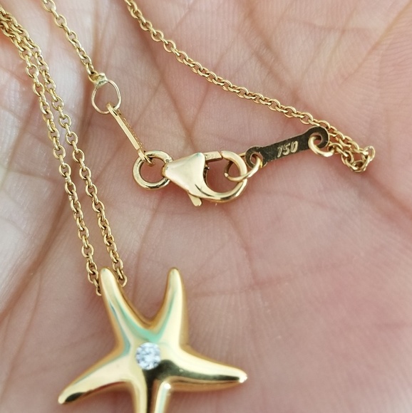 Tiffany's 18k yellow gold natural diamond necklace - Picture 3 of 8